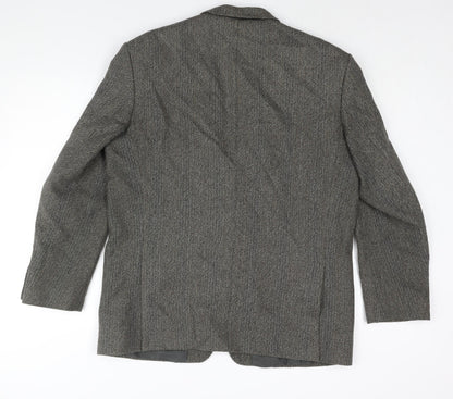 Four Seasons Mens Grey Herringbone Wool Jacket Suit Jacket Size 44 Regular