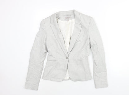 H&M Womens Grey Polyester Jacket Suit Jacket Size 4