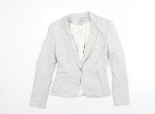 H&M Womens Grey Polyester Jacket Suit Jacket Size 4