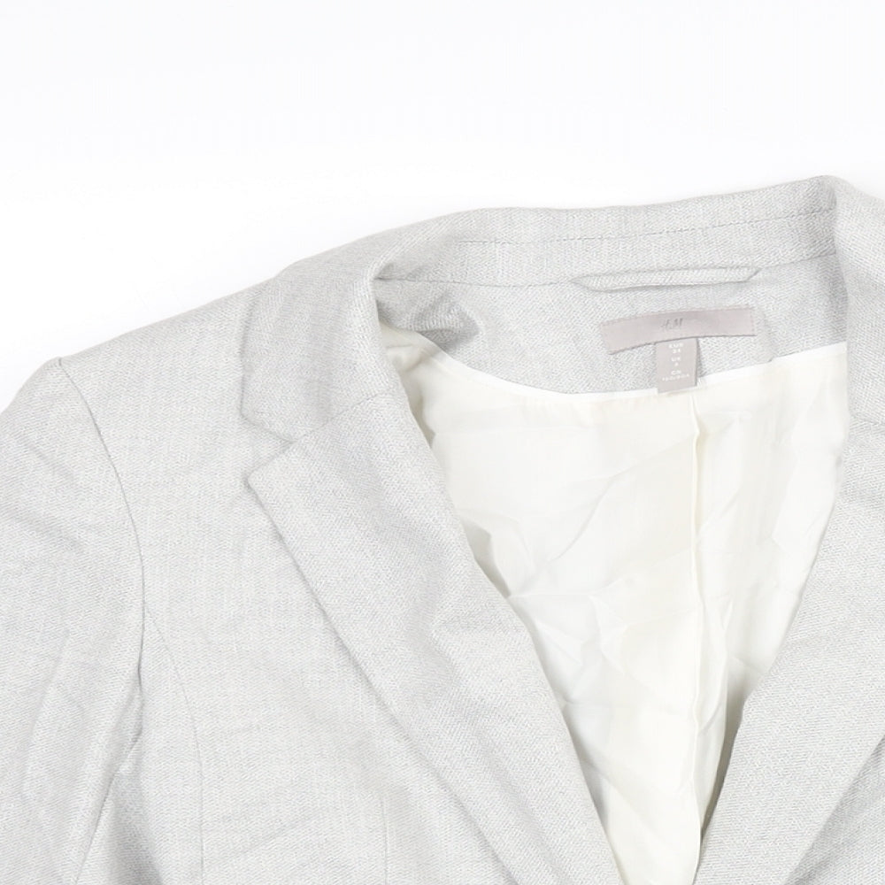 H&M Womens Grey Polyester Jacket Suit Jacket Size 4