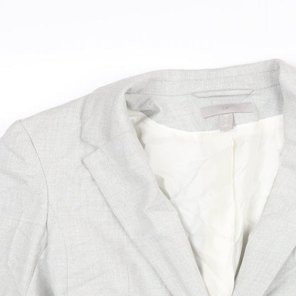 H&M Womens Grey Polyester Jacket Suit Jacket Size 4
