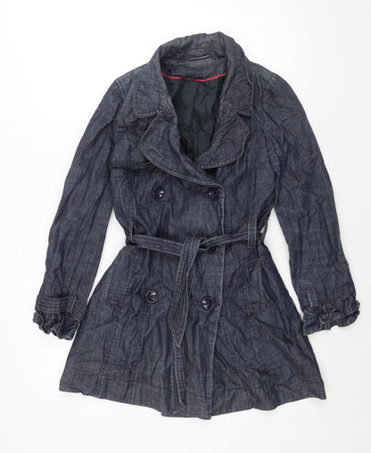 Womens UK Size 12 New Look Blue Trench Coat