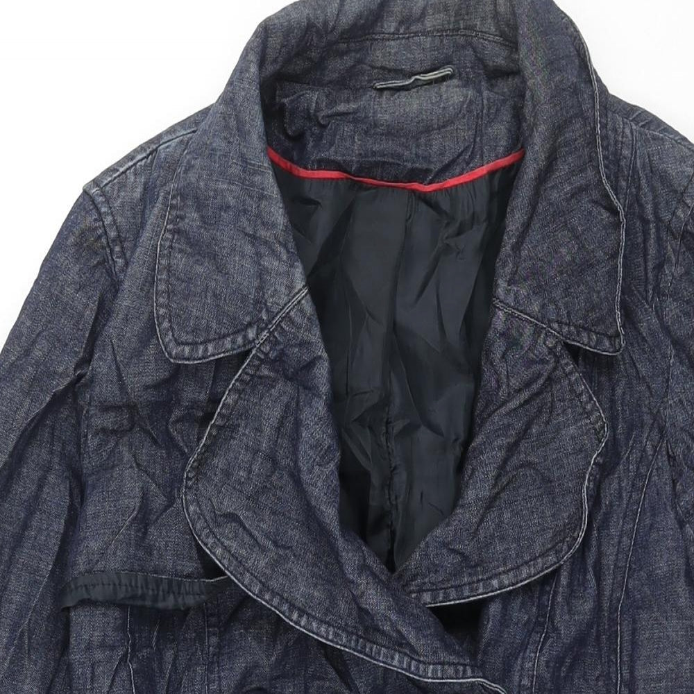 Womens UK Size 12 New Look Blue Trench Coat