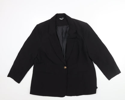 M&Co Womens Black Polyester Jacket Suit Jacket Size 18