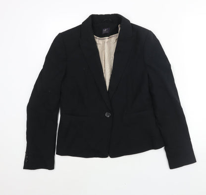 Marks and Womens Black Polyester Jacket Suit Jacket Size 10