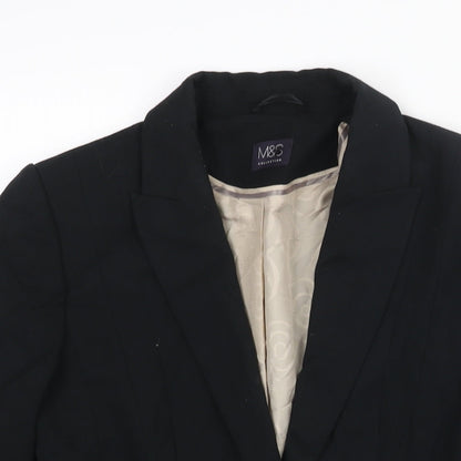Marks and Womens Black Polyester Jacket Suit Jacket Size 10