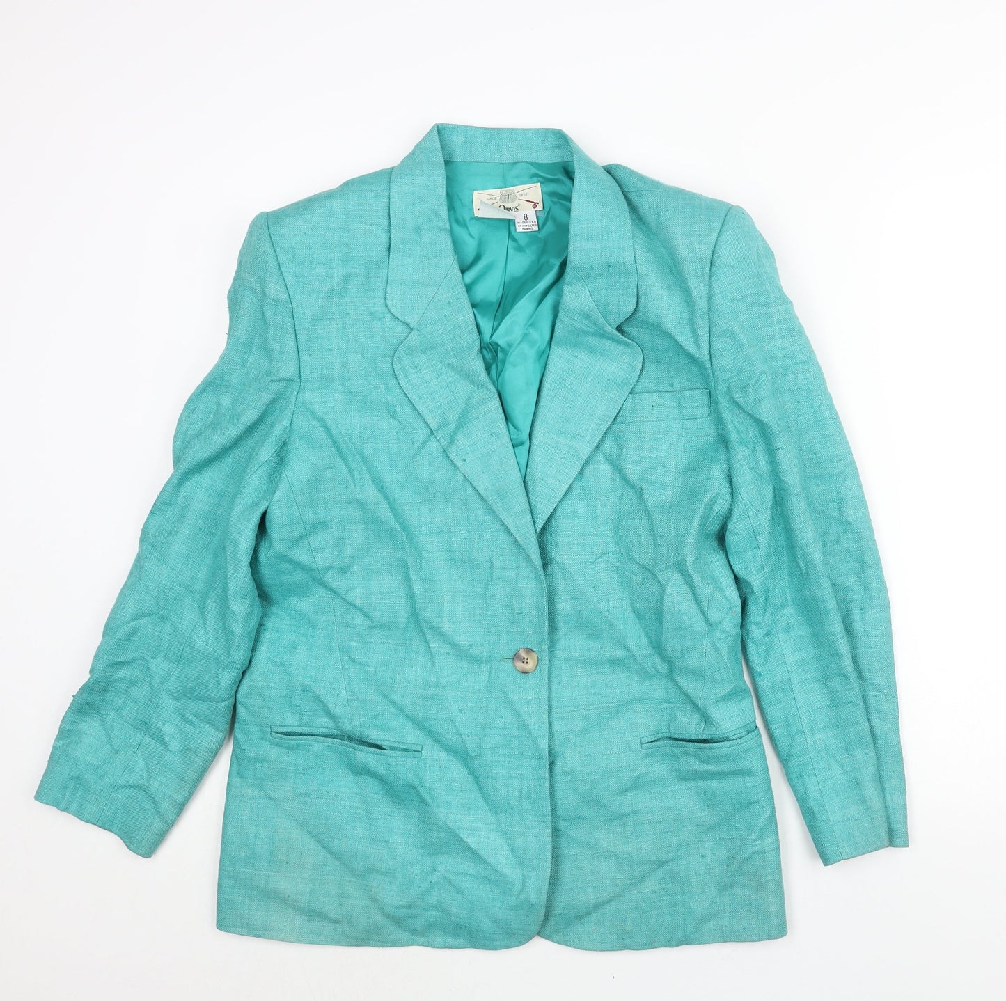Orvis Womens Blue Jacket Blazer Size 8 Button
