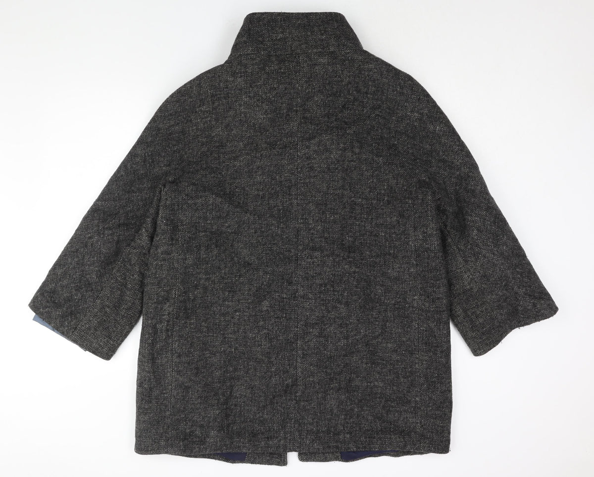 Back view of Coton Traders women’s grey overcoat coat, size UK 16, zip - quilted lining