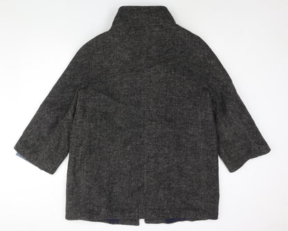 Back view of Coton Traders women’s grey overcoat coat, size UK 16, zip - quilted lining