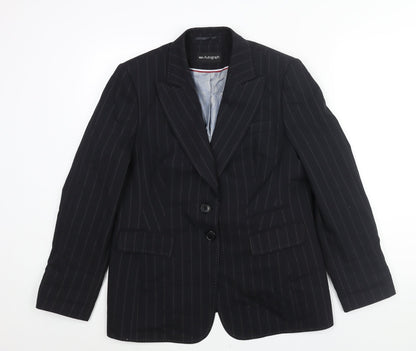 Marks and Spencer Womens Black Pinstripe Polyester Jacket Suit Jacket Size 16 - Stitch Detail