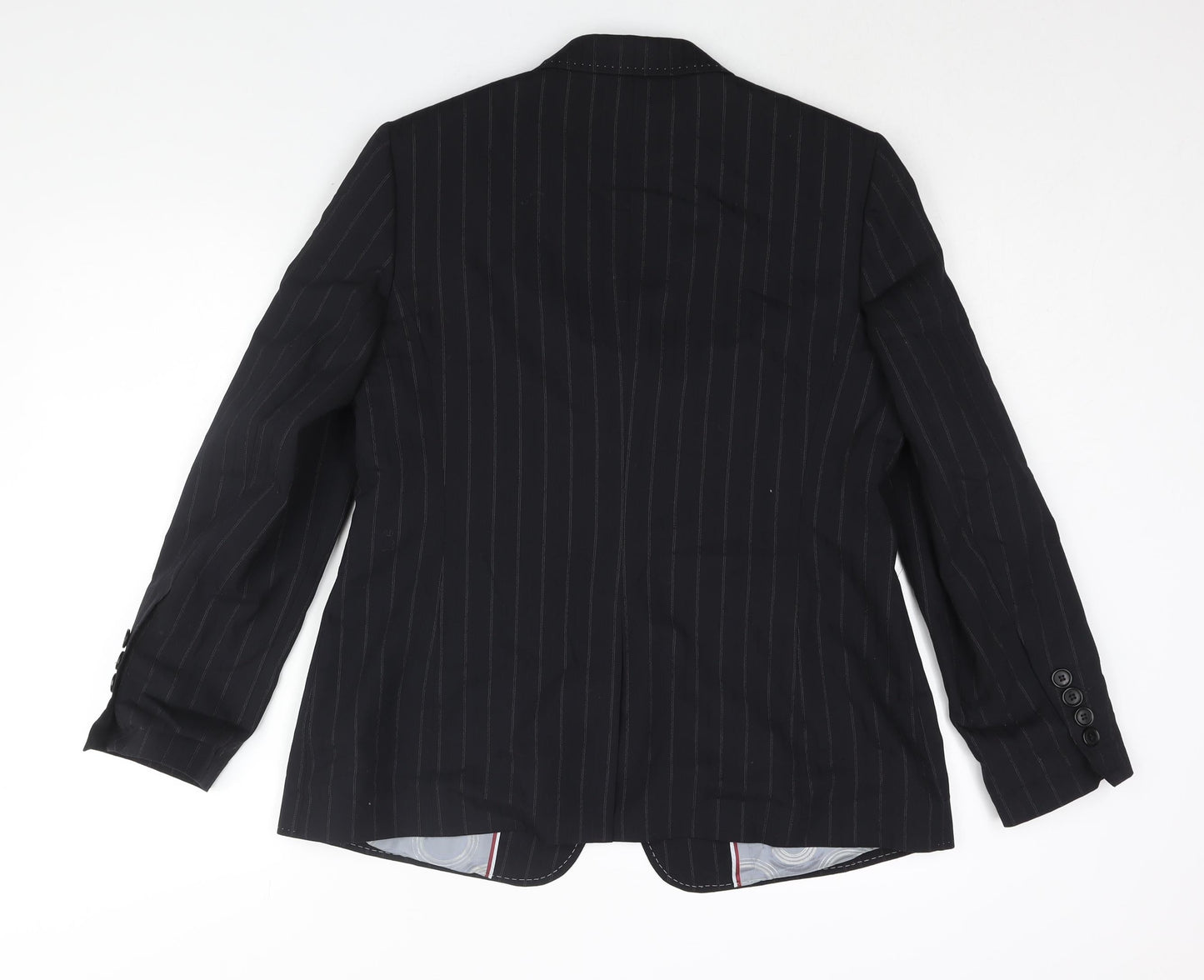 Marks and Spencer Womens Black Pinstripe Polyester Jacket Suit Jacket Size 16 - Stitch Detail