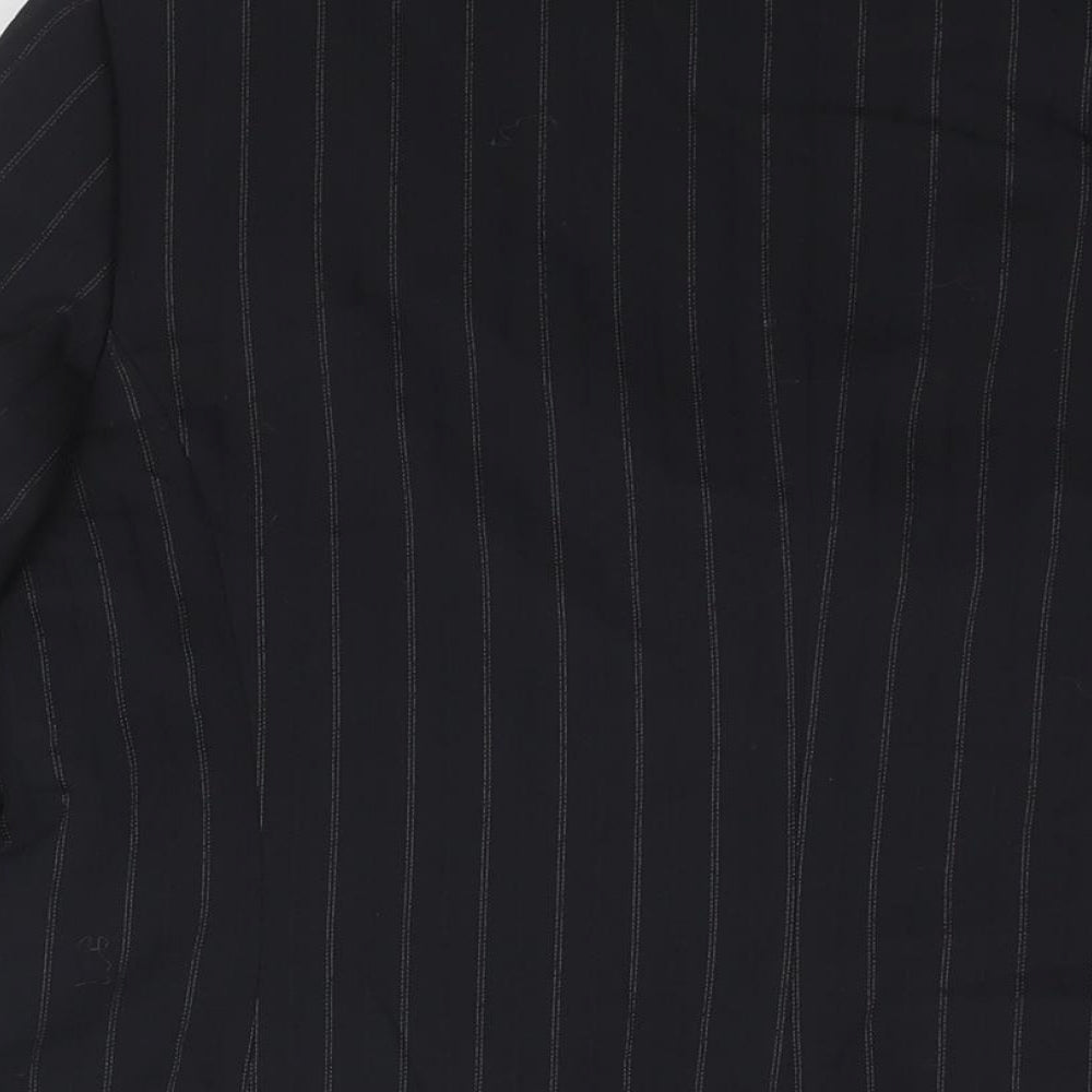 Marks and Spencer Womens Black Pinstripe Polyester Jacket Suit Jacket Size 16 - Stitch Detail