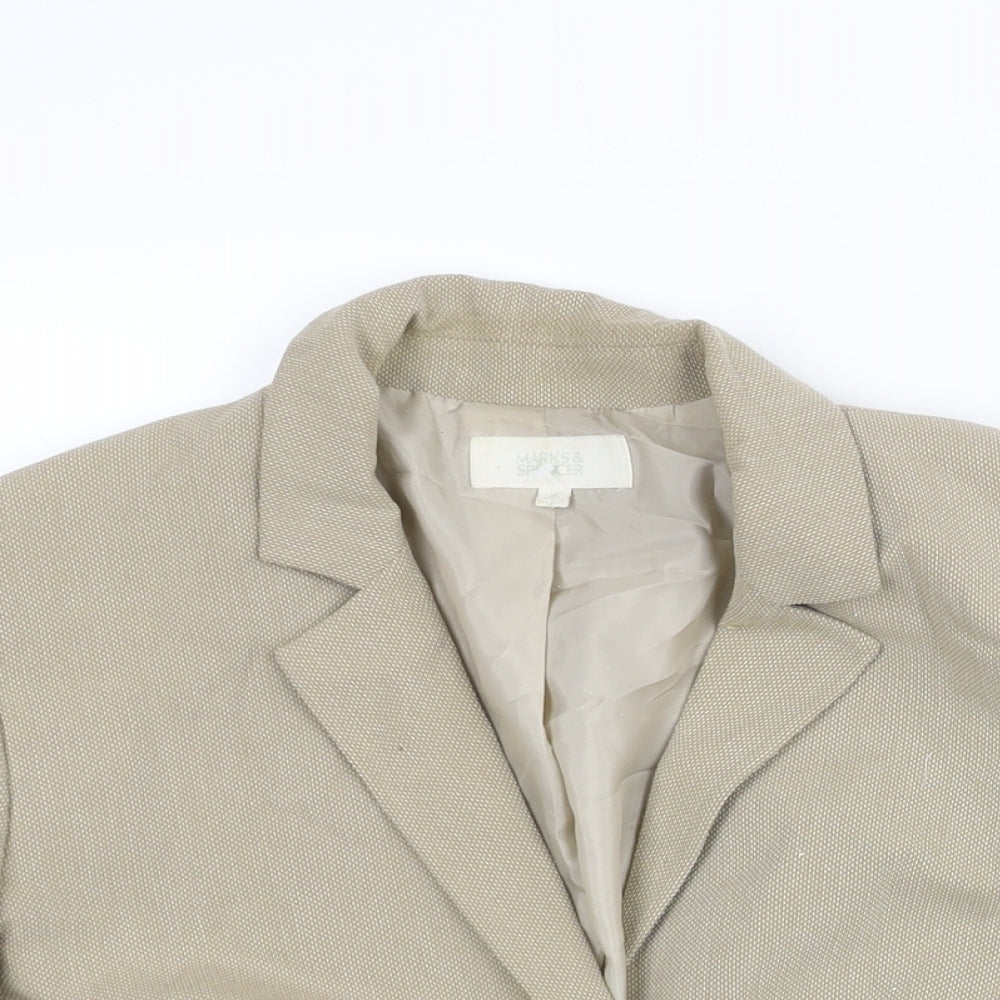 Marks and Spencer Womens Beige Jacket Blazer Size 16 Button