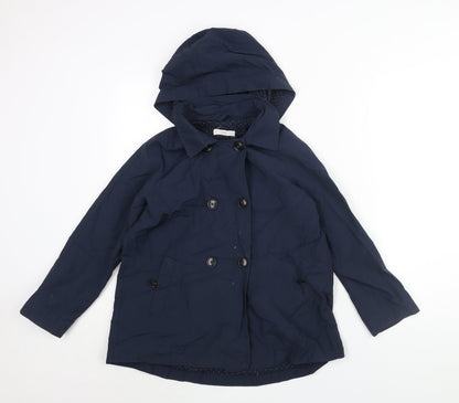 Mango Girls Blue Trench Coat Coat Size 10 Years Button - Hooded