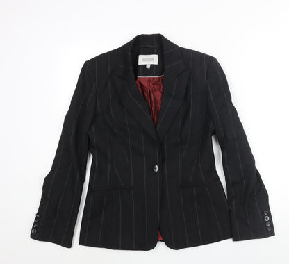 NEXT Womens Black Pinstripe Wool Jacket Suit Jacket Size 10