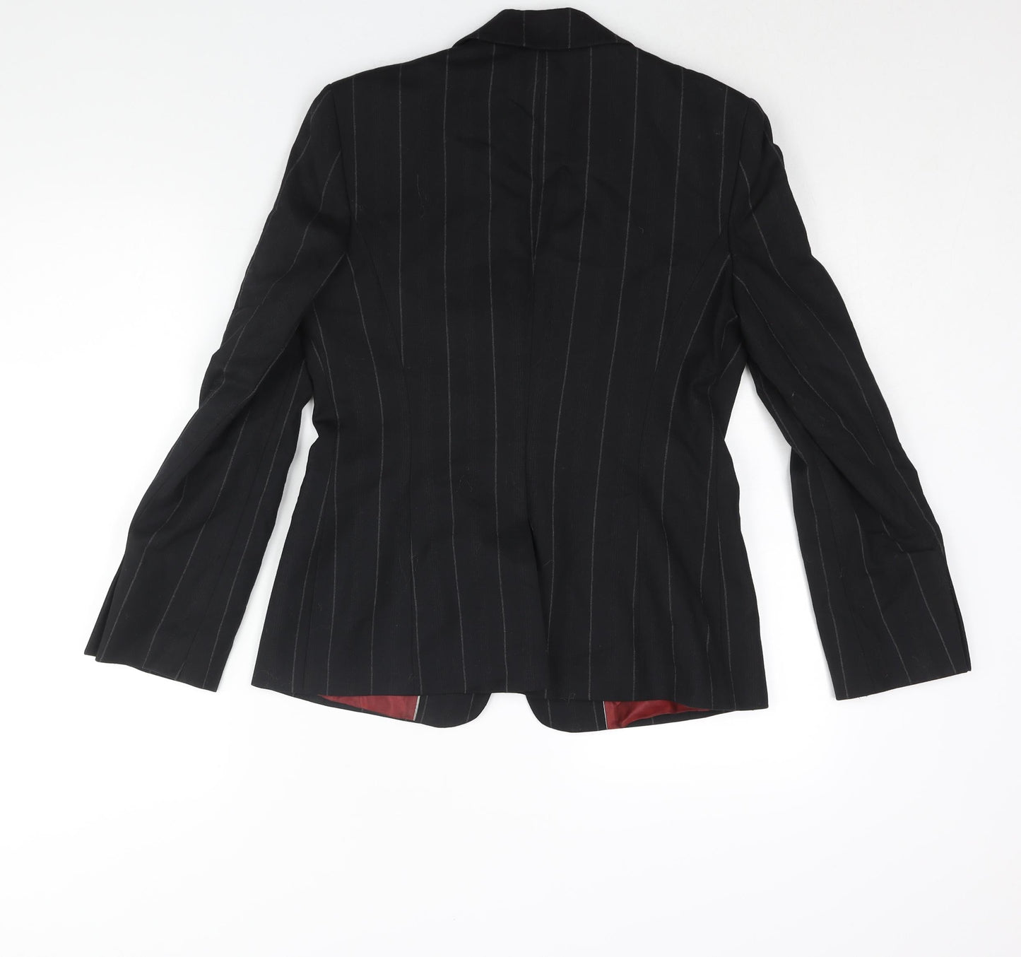 NEXT Womens Black Pinstripe Wool Jacket Suit Jacket Size 10