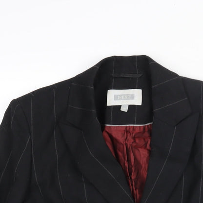 NEXT Womens Black Pinstripe Wool Jacket Suit Jacket Size 10