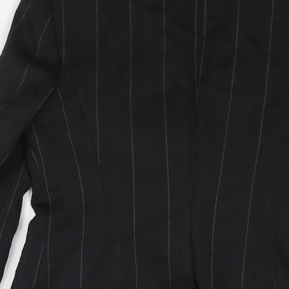 NEXT Womens Black Pinstripe Wool Jacket Suit Jacket Size 10