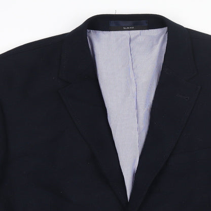 B&W Mens Blue Polyester Jacket Suit Jacket Size L Regular