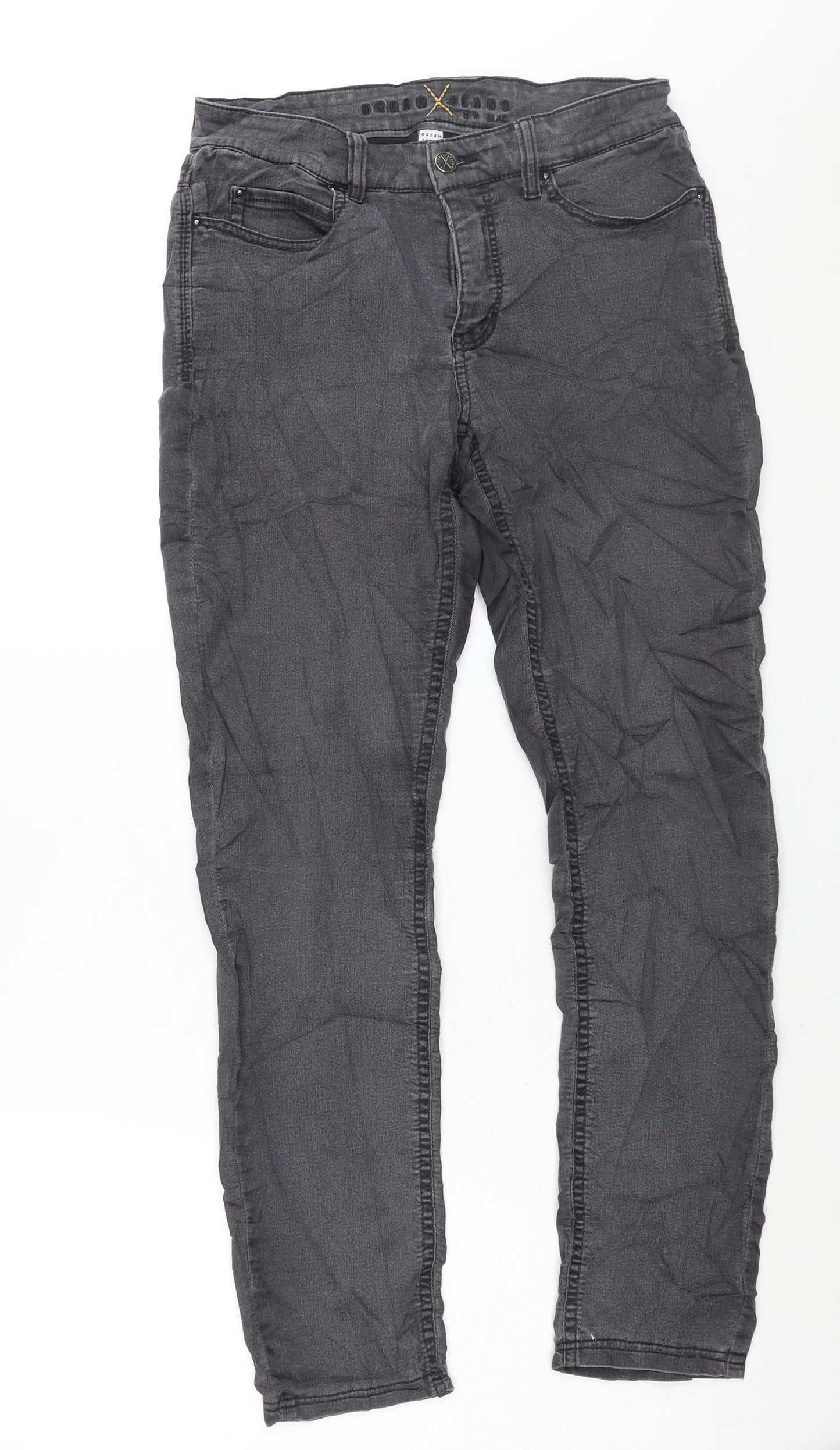 MAC Womens Grey Cotton Skinny Jeans Size 36 in L32 in Regular Zip