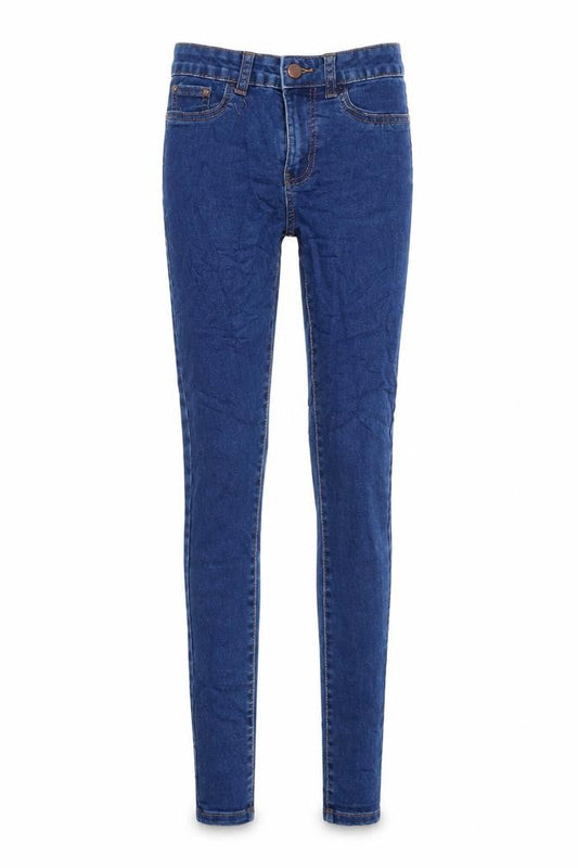 Front view of Denim & Co. women’s blue cotton skinny jeans, size UK 4, 28-inch leg regular zip