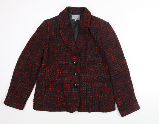 Per Una Womens Red Pea Coat Coat Size 16 Button - Woven