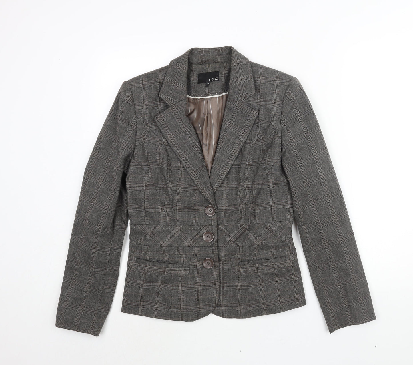 NEXT Womens Grey Check Polyester Jacket Suit Jacket Size 10
