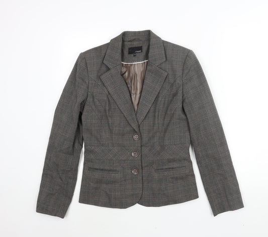 NEXT Womens Grey Check Polyester Jacket Suit Jacket Size 10