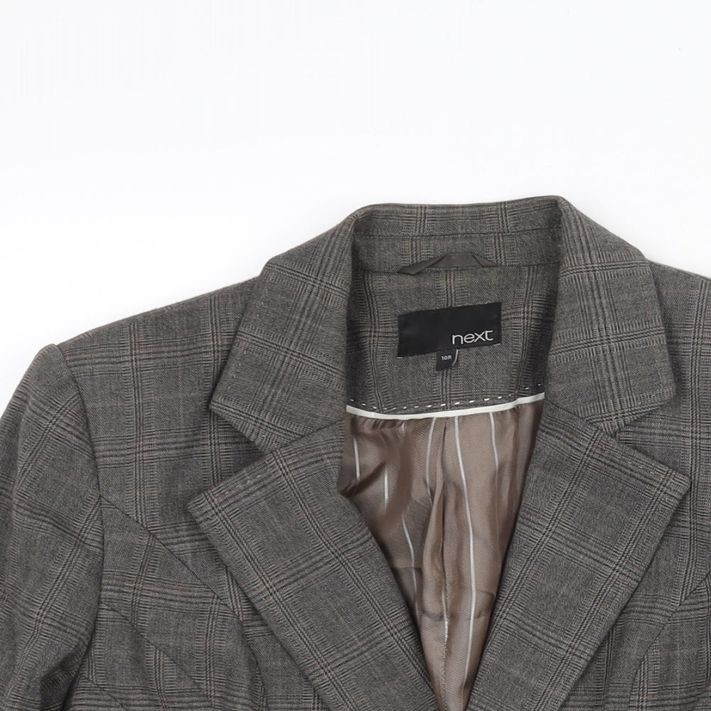 NEXT Womens Grey Check Polyester Jacket Suit Jacket Size 10