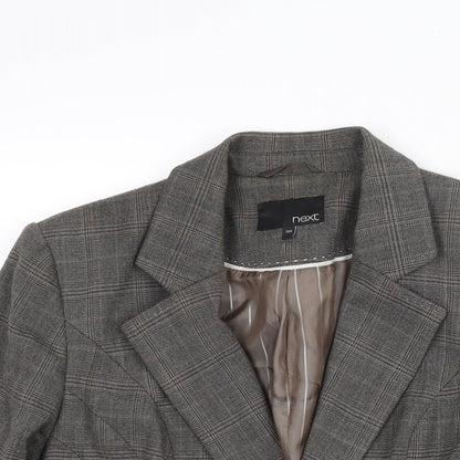 NEXT Womens Grey Check Polyester Jacket Suit Jacket Size 10