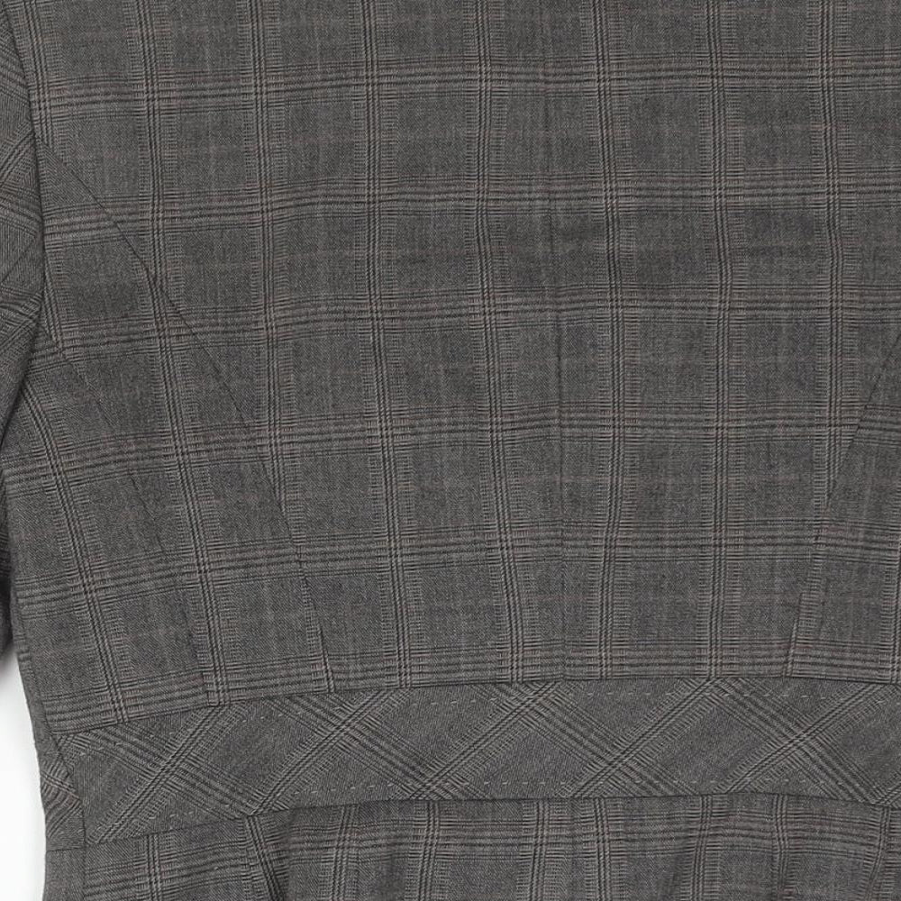 NEXT Womens Grey Check Polyester Jacket Suit Jacket Size 10