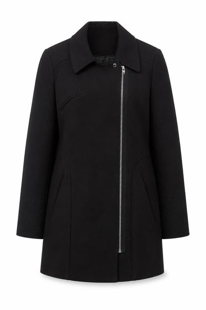 Dorothy Perkins Womens Black Overcoat Coat Size 12 Zip