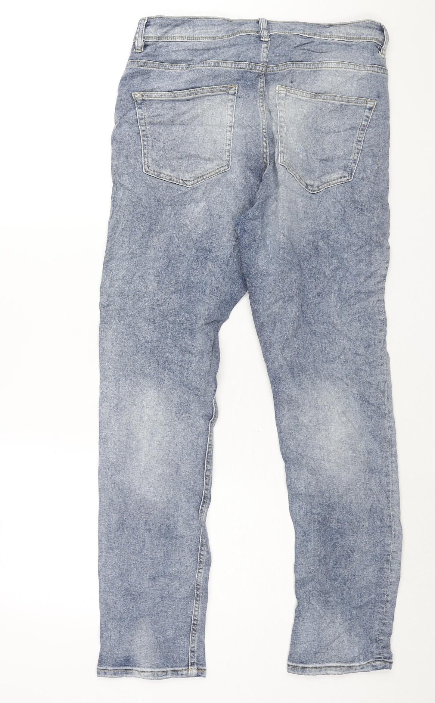 George Mens Blue Cotton Straight Jeans Size 32 in L32 in Regular Zip