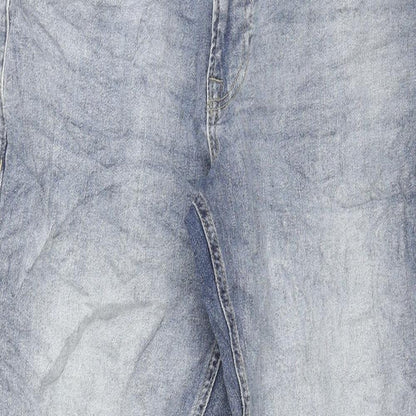 George Mens Blue Cotton Straight Jeans Size 32 in L32 in Regular Zip