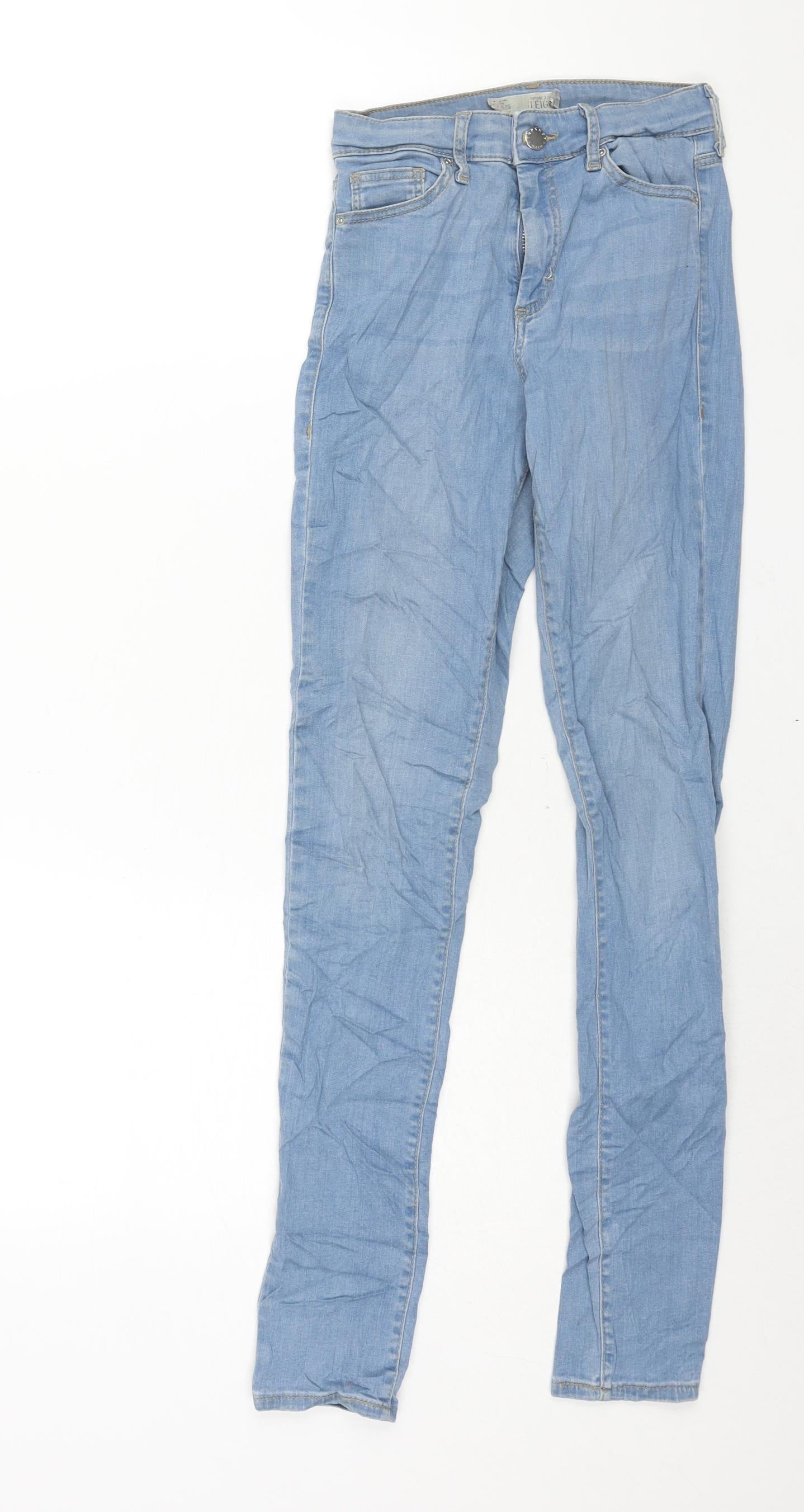 Topshop Womens Blue Cotton Skinny Jeans Size 25 in L34 in Regular Zip
