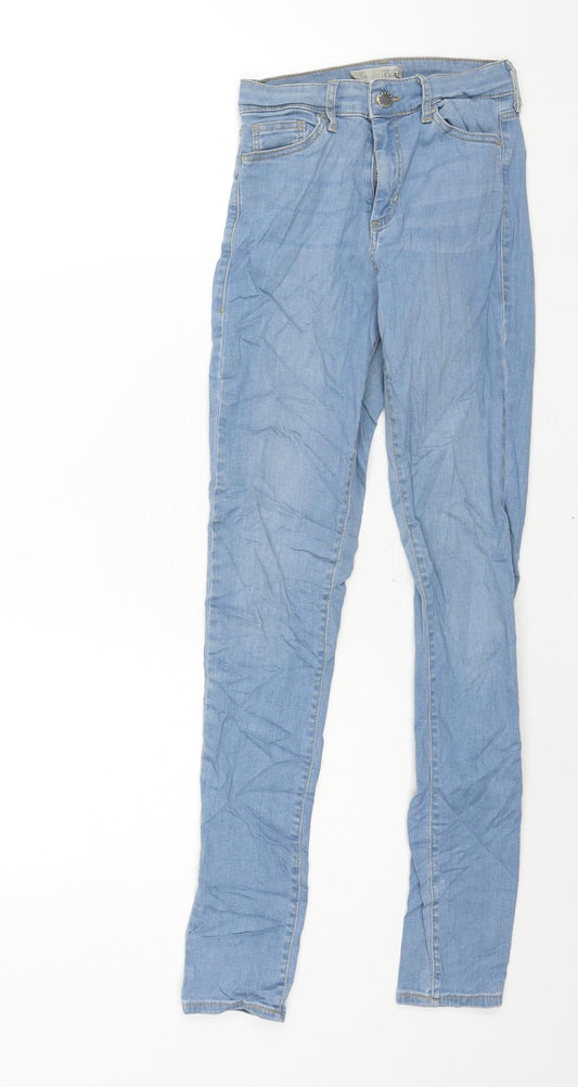 Topshop Womens Blue Cotton Skinny Jeans Size 25 in L34 in Regular Zip