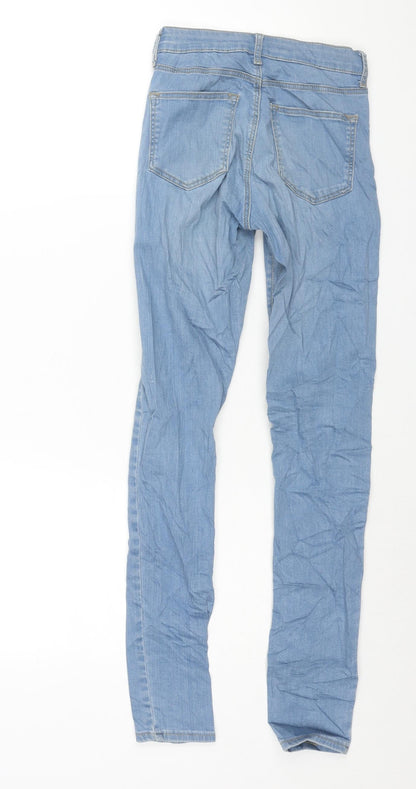 Topshop Womens Blue Cotton Skinny Jeans Size 25 in L34 in Regular Zip