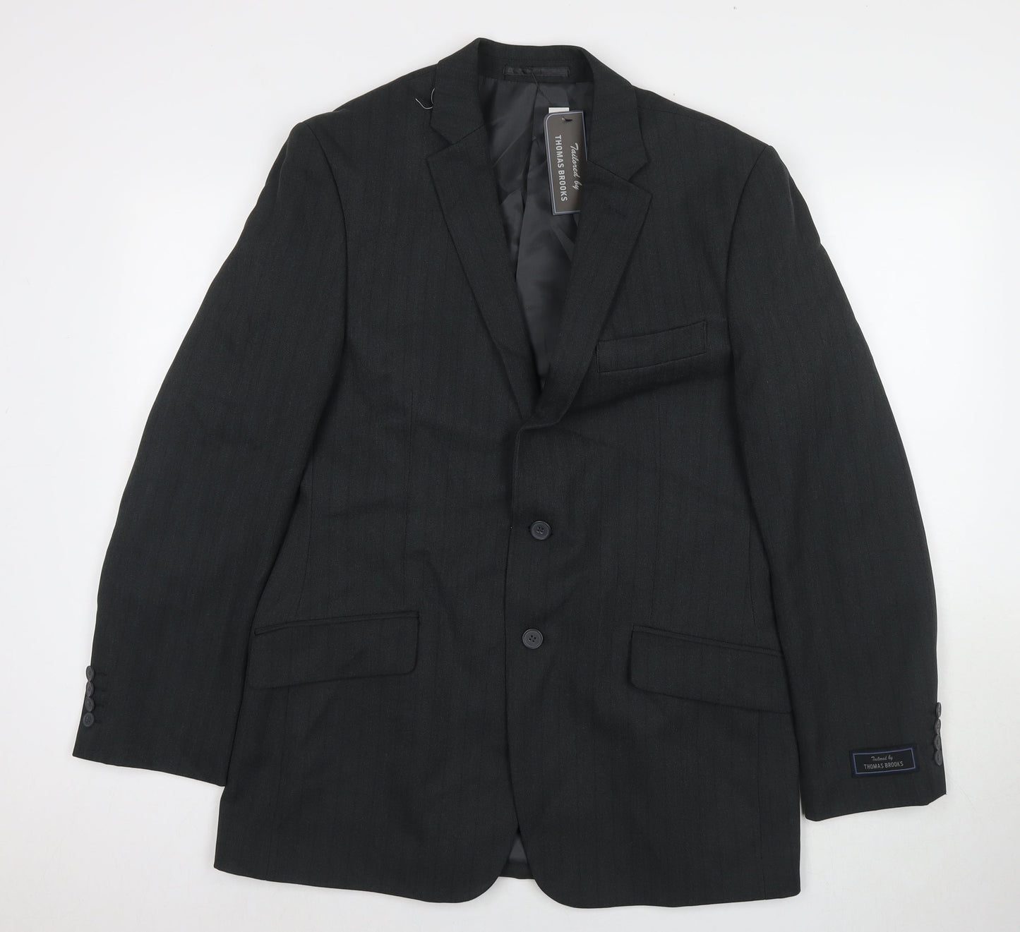 Thomas Brooks Mens Grey Polyester Jacket Suit Jacket Size 40 Regular