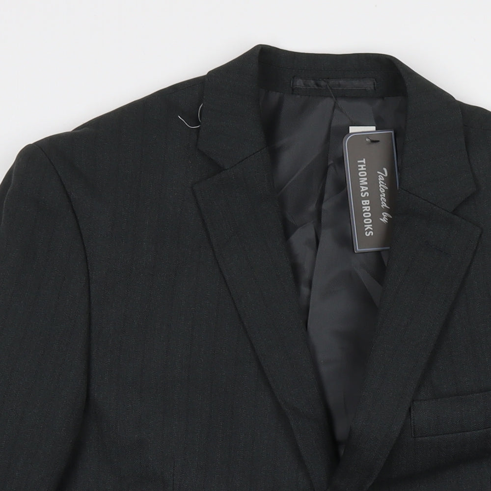 Thomas Brooks Mens Grey Polyester Jacket Suit Jacket Size 40 Regular
