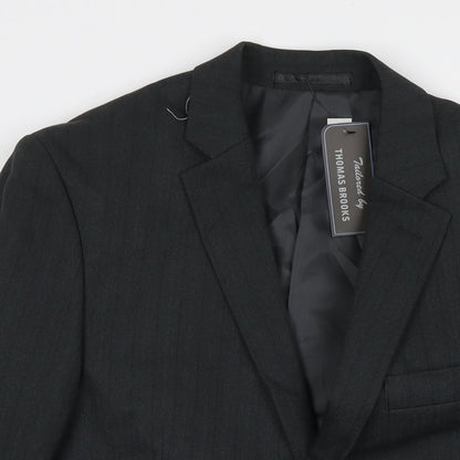 Thomas Brooks Mens Grey Polyester Jacket Suit Jacket Size 40 Regular