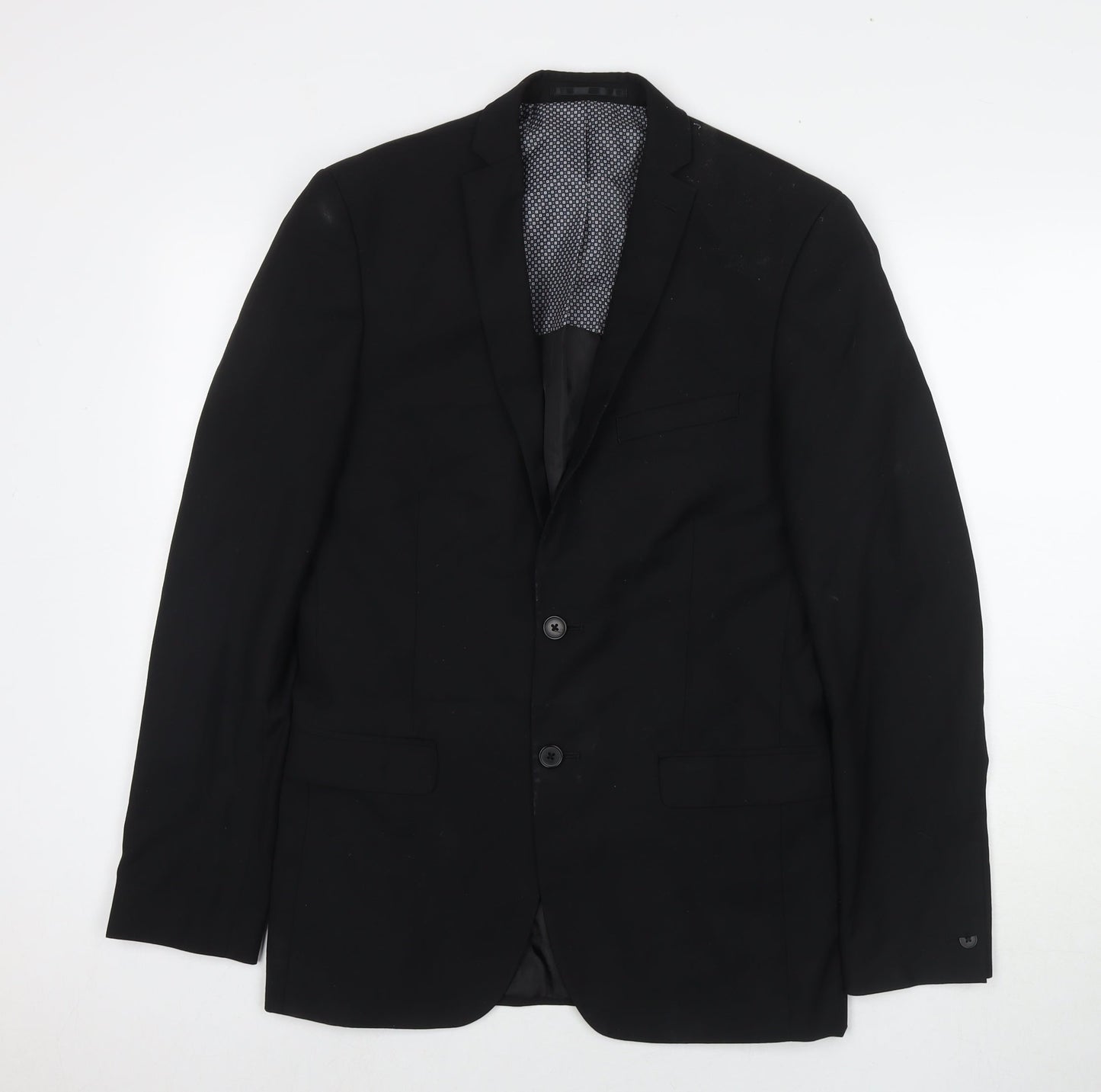 Mens UK Size 38 Red Herring Regular Black Suit Jacket