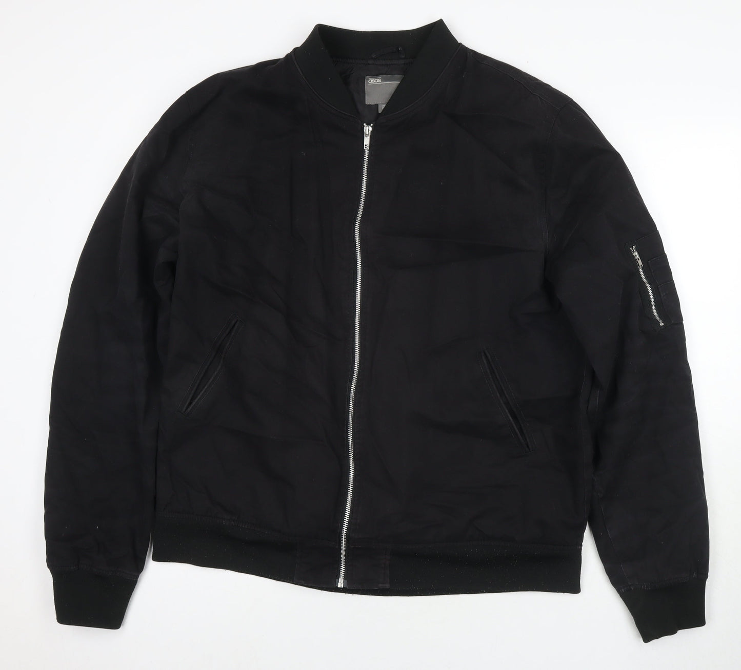 ASOS Mens Black Bomber Jacket Jacket Size 3XL Zip