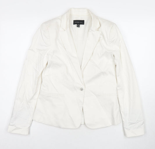 Mango Womens White Jacket Blazer Size 10 Button