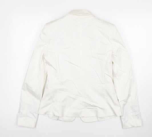 Mango Womens White Jacket Blazer Size 10 Button