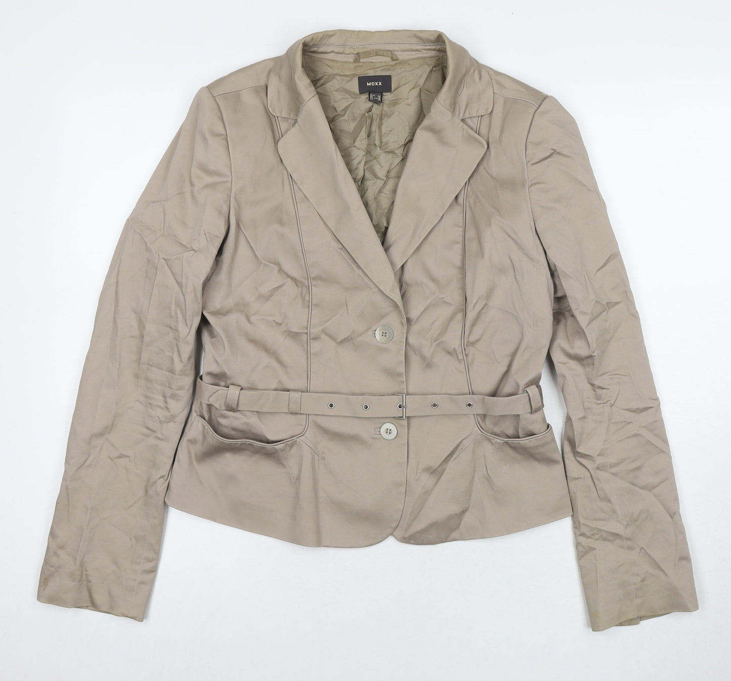 Mexx Womens Beige Jacket Size 16 Button