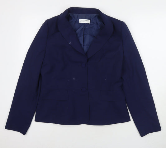 Artigiano Womens Blue Jacket Blazer Size 12 Button