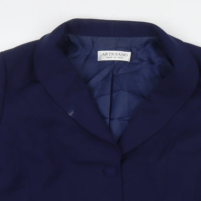 Artigiano Womens Blue Jacket Blazer Size 12 Button