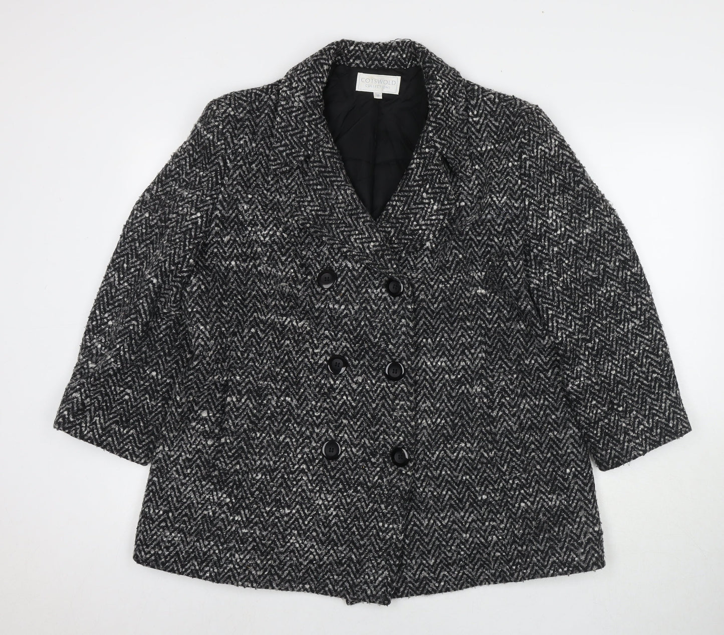 Cotswold Collections Womens Black Overcoat Coat Size 12 Button