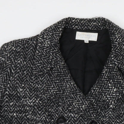 Cotswold Collections Womens Black Overcoat Coat Size 12 Button