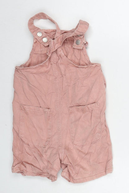 George Girls Pink Lyocell Dungaree Shorts Shorts Size 2-3 Years L3 in Regular Snap